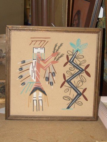 Navajo Sandpainting - C. Bryan: Traditional Navajo sand painting by C. Bryan. Size: 13-1/2" square
