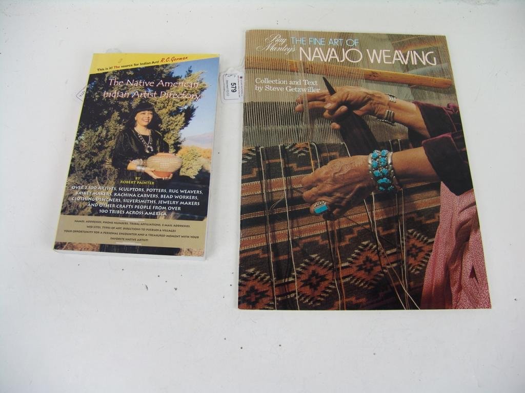 2 Collector's Books: 2 books; Ray Manley's The Fine Art of Navajo Weaving, 1984, 48 pages, 9" x 12", very good condition. AND The Native American Indian Artist Directory by Robert Painter. Over 2,100 artists, sculptors, p