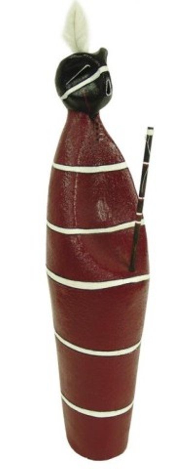 David Groat - 20th Century (Aleut): Beautiful signed original clay sculpture of a robed subject with a staff or wand. Very good condition. Circa: Late 1900s Size: 21" x 4"
