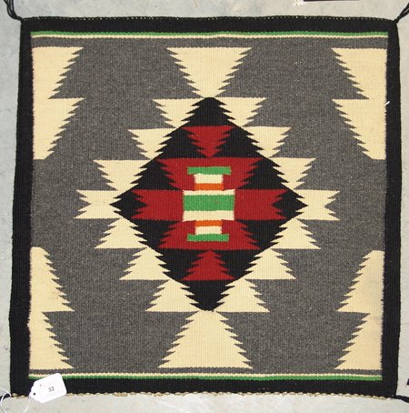 Navajo Rug: Navajo Gallup throw rug 21 x 21 1/2"