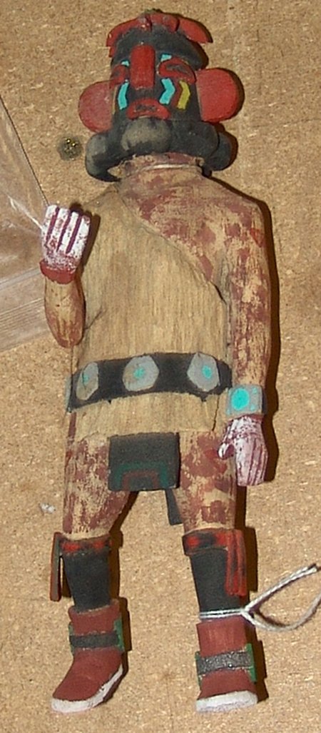 Hopi Katsina Carving: Traditional hand carved and painted Hopi Kachina doll. Very good condition. 9 x 3"