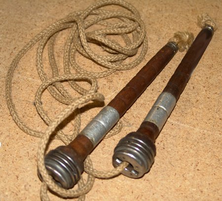 Jump Rope: Jump rope from the early 1900s, with German silver trim.