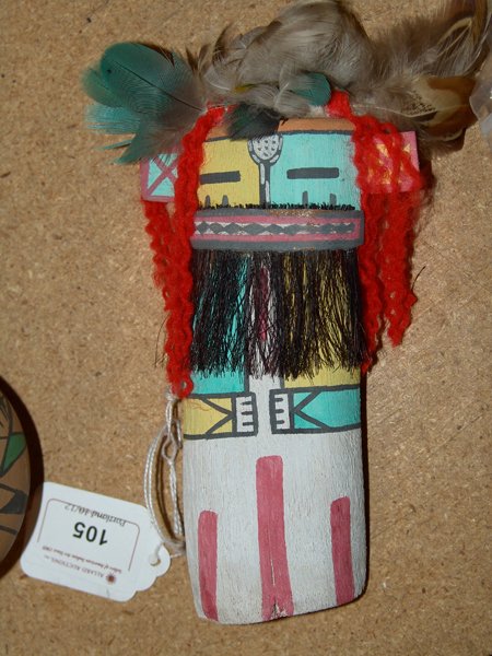 Hopi Katsina Doll: Small, hand carved and painted, flat katsina doll. Very good condition. 6" x 3"
