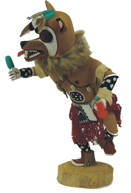 Hopi Katsina Carving - Jake Koopee: Late 1900s, Traditional, hand carved and painted Wolf katsina, in very good condition. 14-1/2" x 9"