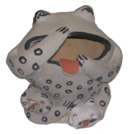 Cochiti Pottery Figure - Mary Martin: Ca. 1970s, A whimsical frog story teller, signed. Very good condition. 4" x 5"