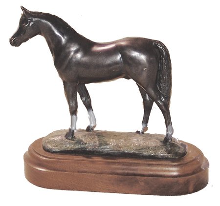 Ace Powell (1912-1978): Mid 1900s, Fine limited edition (?) bronze sculpture, "Black Stallion." Very good condition. 9-1/2" x 10-1/2"