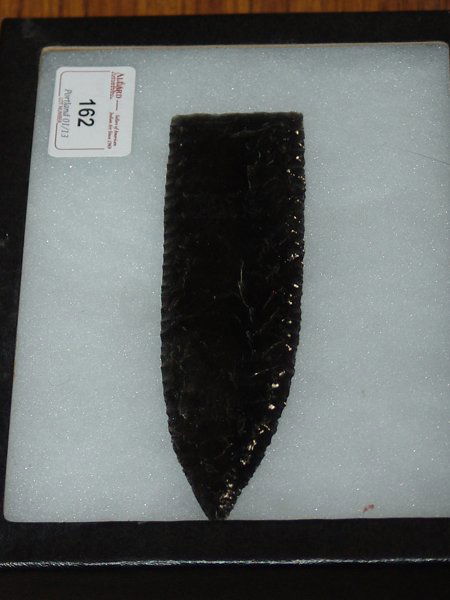 Large Obsidian Blade: Fantastic and large precision knapped smokey obsidian blade. 1-3/4" x 6"