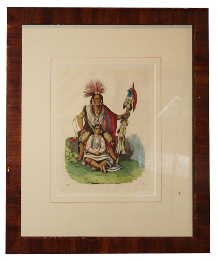 Lithography Print: Hand colored Catlin illustration and plate, number 23. Very good condition. 7-1/2" x 9" (15-1/2" x 17-1/2")