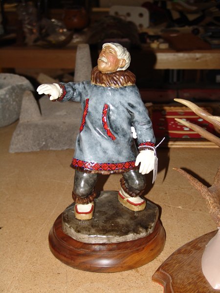 Eskimo Sculpture - C. Alan Johnson: 1983, Famous limited edition (127/350) porcelain sculpture by C. Alan Johnson titled Kakairnok. Very good condition. 14" + base