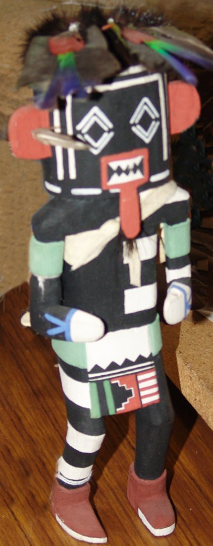 Hopi Katsina Carving: Ca. 1980s, Traditional hand carved and painted Hopi cottonwood root kachina doll. 11" x 4"