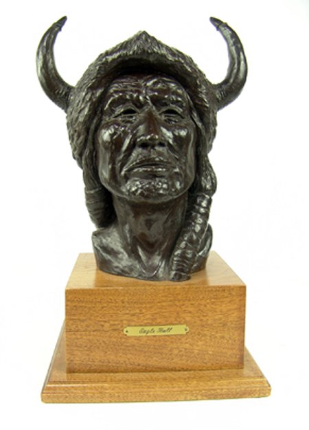 Bronze Sculpture - Ted Long (1932-2007): Late 1980s, Signed limited edition (#2/25) bronze sculpture titled "Eagle Bull." On raised base. Excellent condition. 15" (base 7-1/2" x 9")