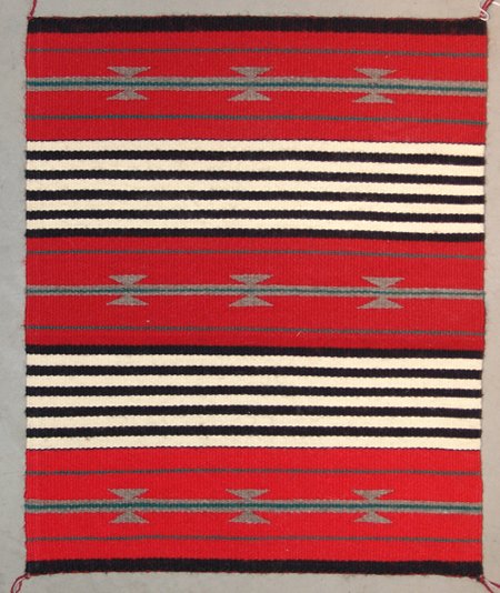 Navajo/Rug Weaving: Ca. 1980s, Very fine weave chief pattern influence shelf/altar rug in excellent condition. 19" x 23"