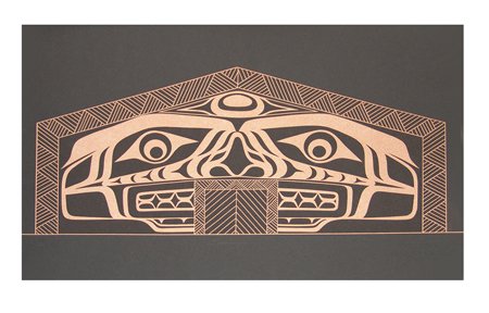 Eugene Isaac (b. 1958): Late 1900s, Signed limited edition (#32/100) reverse silk screen print - "Tlakwagila." Very good condition, unframed. 15" x 23"