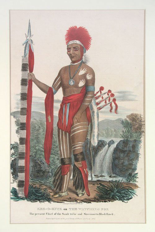 Color Illustration: Beautiful Lehman & Duvall lithograph of "Kee-O-Kuck" or "The Watching Fox" for Courier & Ives. 14-3/4" x 9-1/2" Orig. 1825