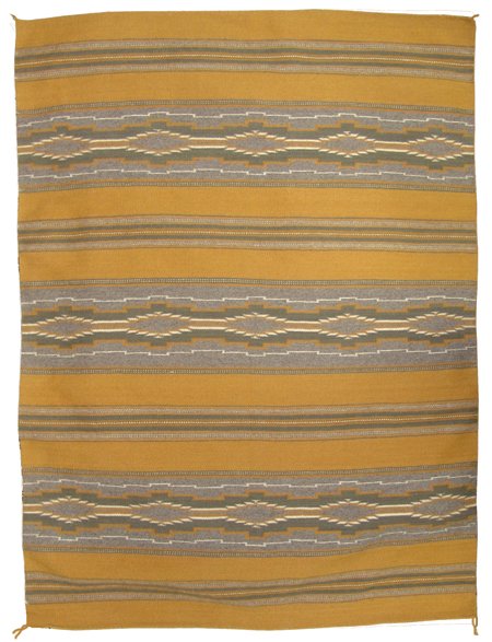 Navajo Rug/Weaving - Ellen Smith: Ca. 1960s, Larger fine weave Pine Springs rug with traditional banded/geometric design. Very good condition. Ex. Shiprock Trading Post. 4' 2" x 3' 2"
