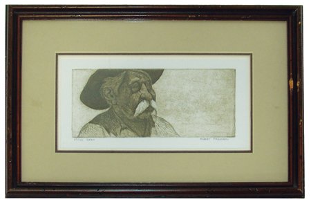 Robert Freeman, Luiseño/Sioux (b. 1939): Ca. 1970s, Fine limited edition (#69/105) etching - "Nebs." Very good condition. 5" x 10" (11" x 16" framed)