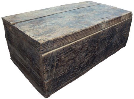 Early Taos Carved Wooden Chest (1 of 10)