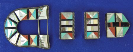 Zuni Inlay Buckle Set - Tony Ohmsatte (1 of 10)