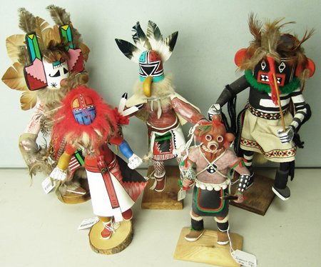 5 Wooden Kachina Dolls (1 of 10)