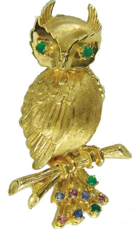Gold Owl Brooch/Pin (1 of 6)