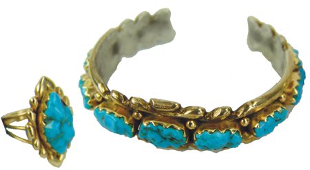 Zuni Gold Bracelet & Ring (1 of 7)
