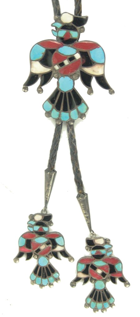 Vintage Zuni Inlay Bolo Tie (1 of 7)