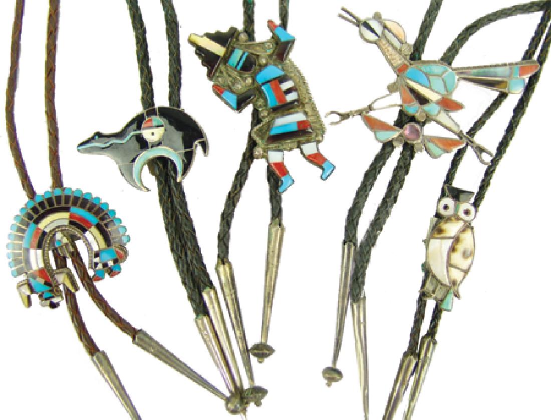 5 Zuni Inlay Bolo Ties (1 of 8)