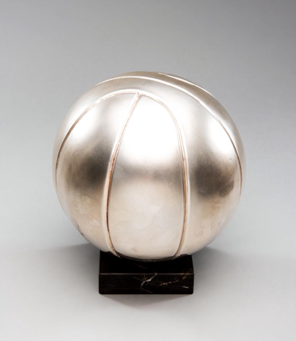 A silver-plated basketball trophy, the ball mounted on (1 of 1)