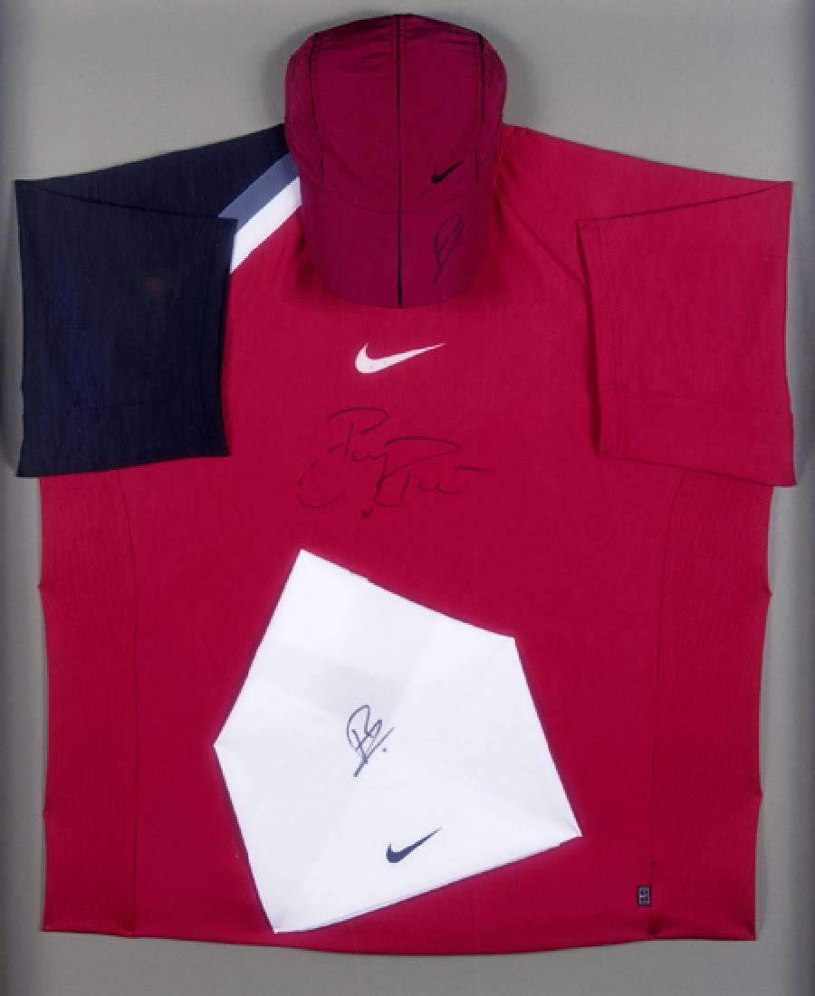 Roger Federer signed tennis shirt, cap & bandana, each (1 of 1)