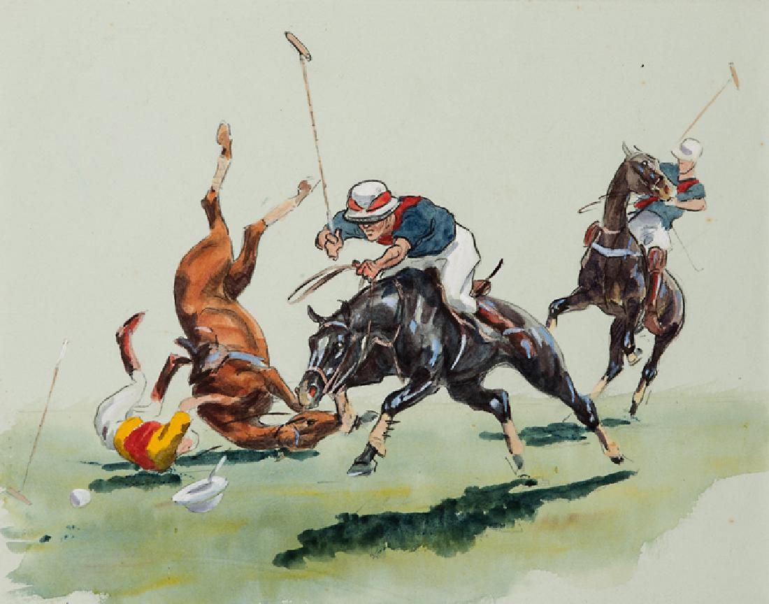 John Arthur Board (1886-1975) POLO PLAYERS pen & ink & (1 of 1)