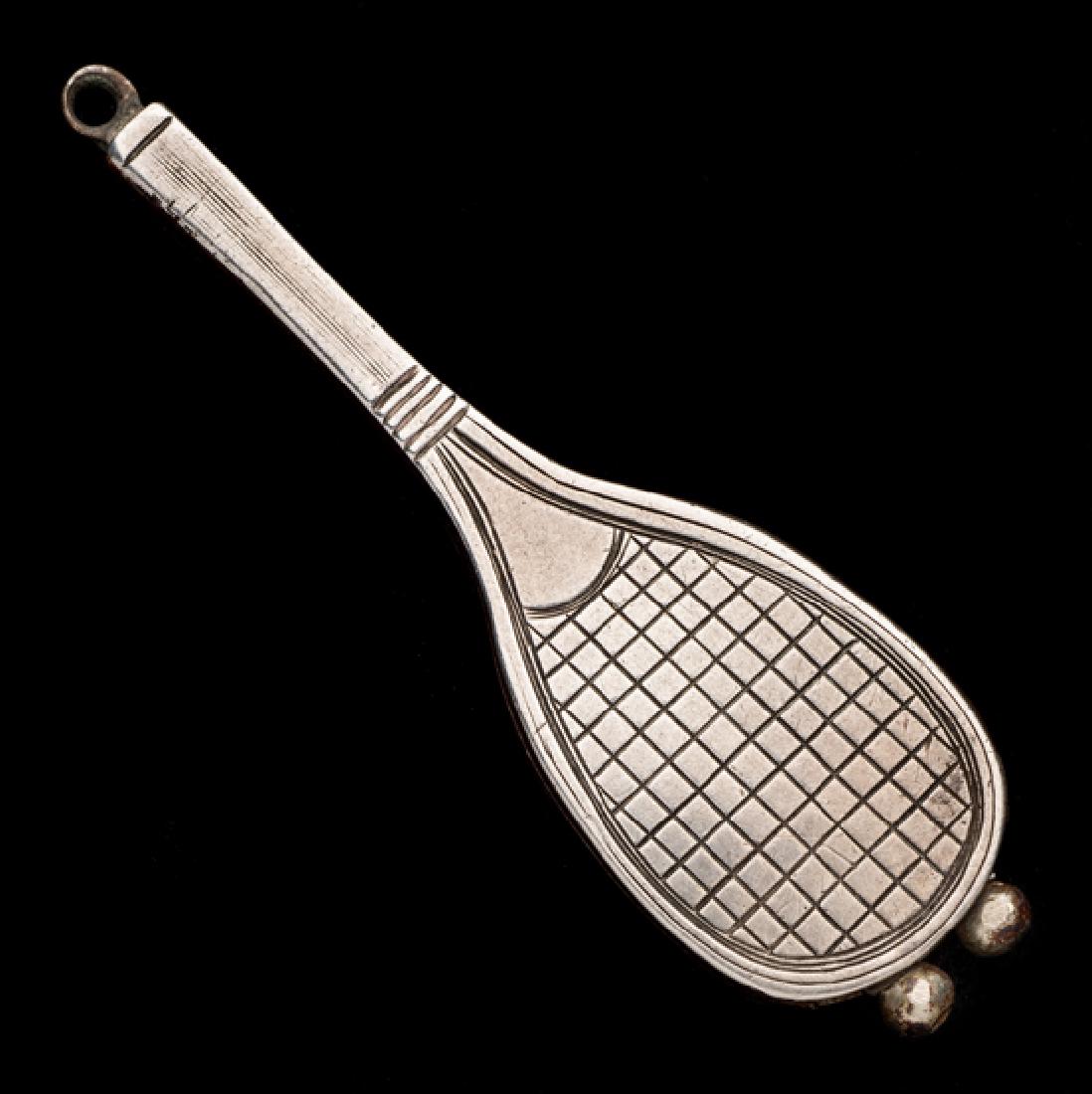 Victorian silver tennis racquet cigar cutter, (1 of 1)