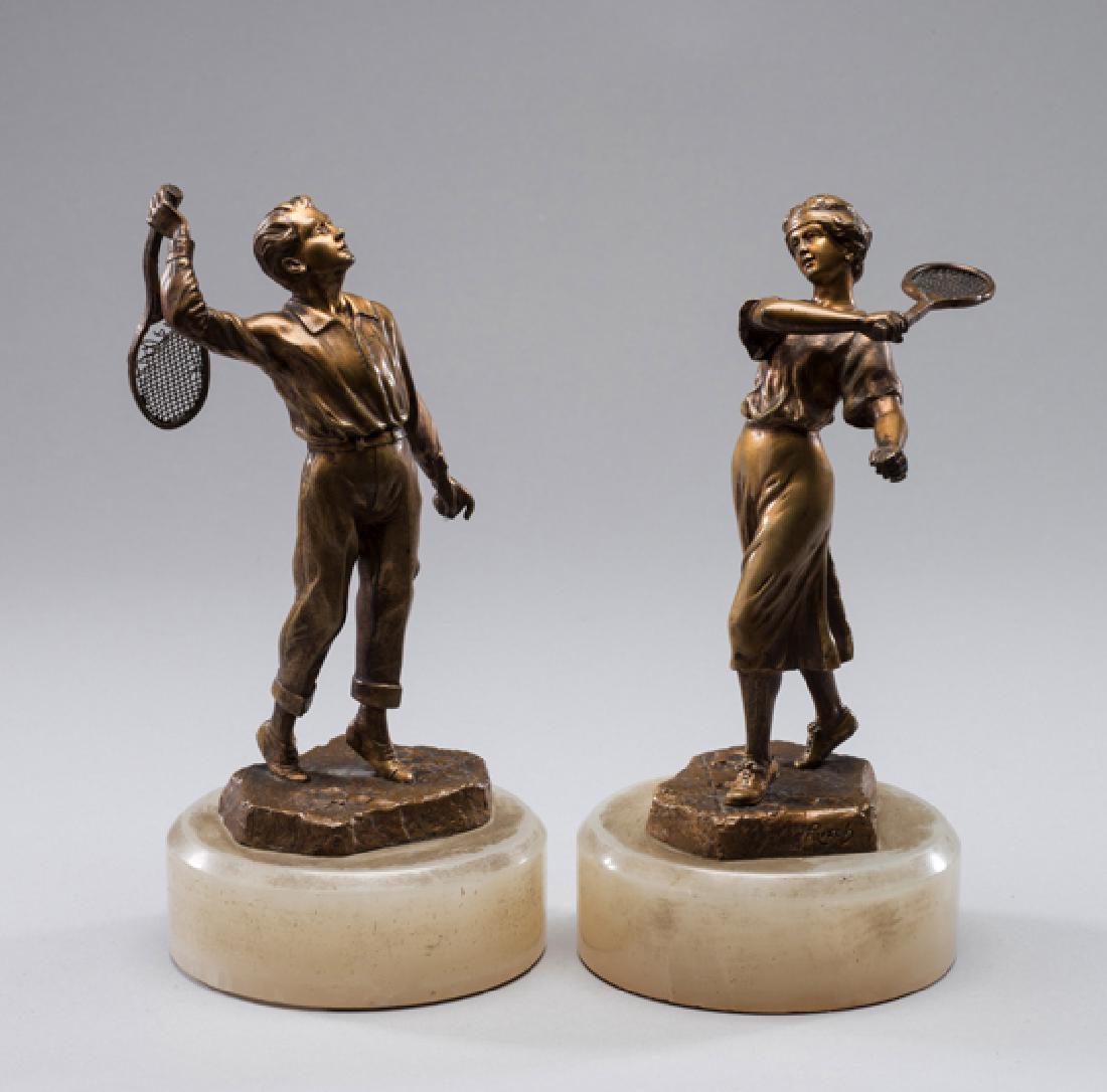 A pair of gilt-bronze figures of tennis players circa (1 of 1)