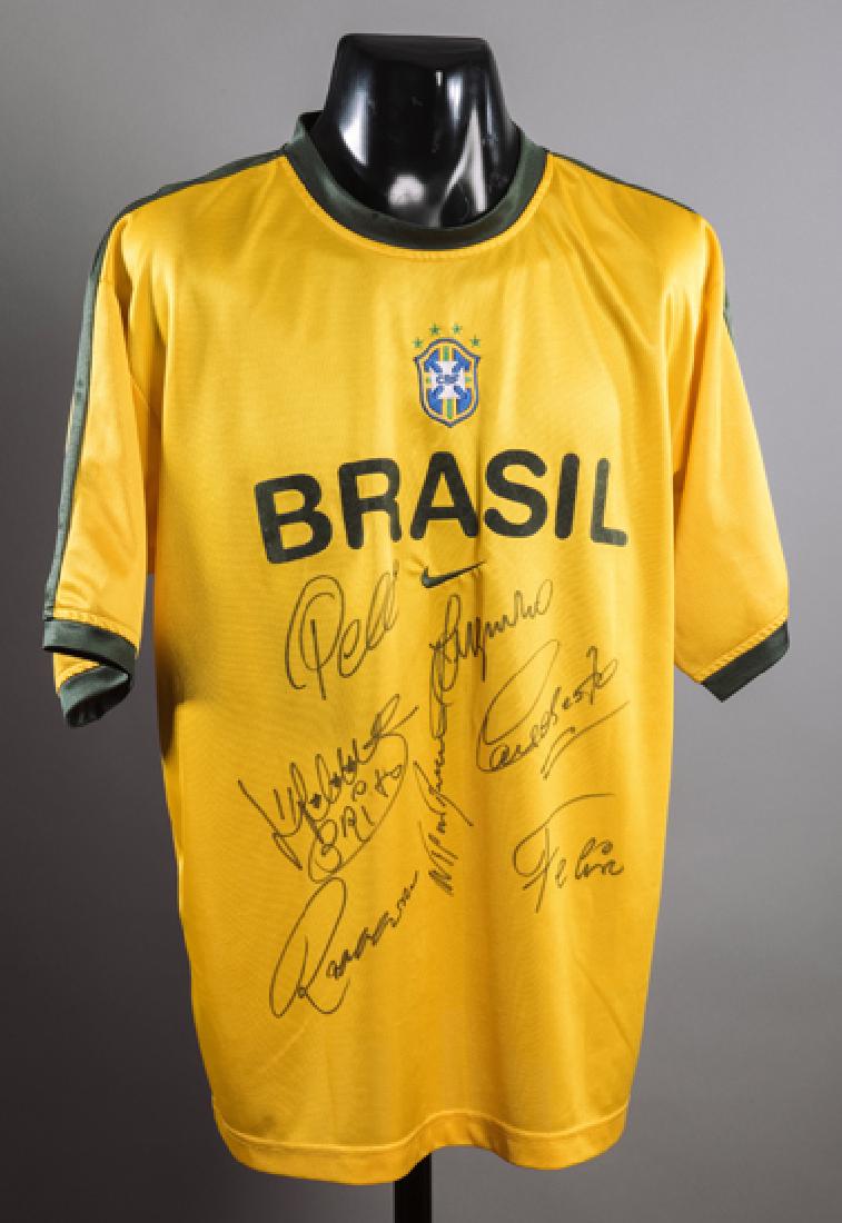 Replica 4-star Brazil jersey signed by seven members of (1 of 1)