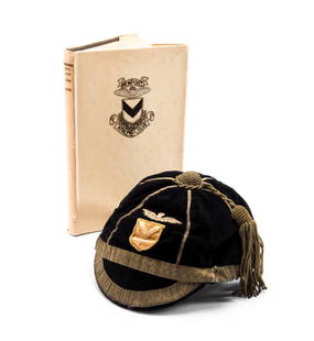 Newport Rugby Football Club cap, unnamed and undated,: Newport Rugby Football Club cap, unnamed and undated, made by A. Simmonds of Newport; sold with a copy of Jack Davis's book ''Newport Rugby Football Club 1875-1960'' (2)