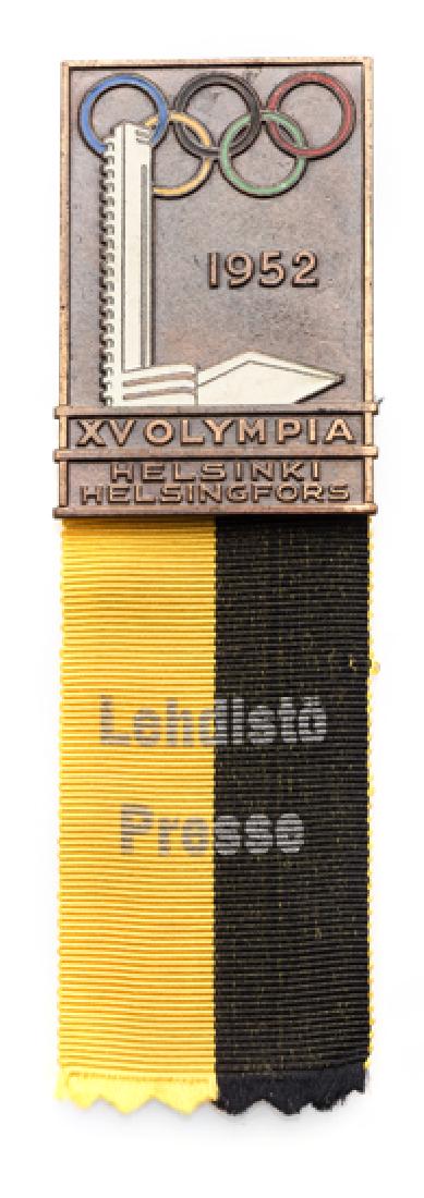 Helsinki 1952 Olympic Games press badge, bronze & (1 of 1)