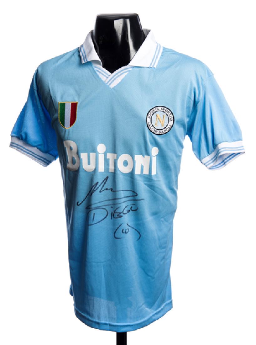 Diego Maradona signed Napoli No.10 replica home jersey, (1 of 1)