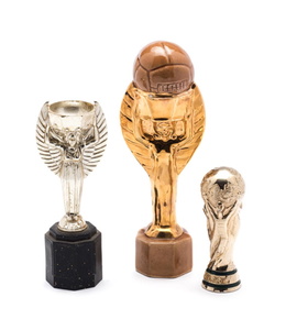 Licensed souvenirs of miniature World Cup Trophy for the 2018 FIFA