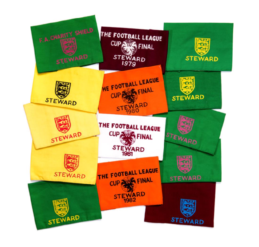 A collection of 14 Wembley Steward's armbands, four (1 of 1)