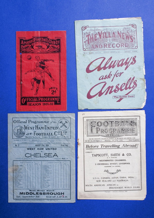 Four Chelsea away programmes season 1931-32, Live