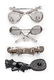 A Victorian Jet hand and tennis racquet brooch, sold