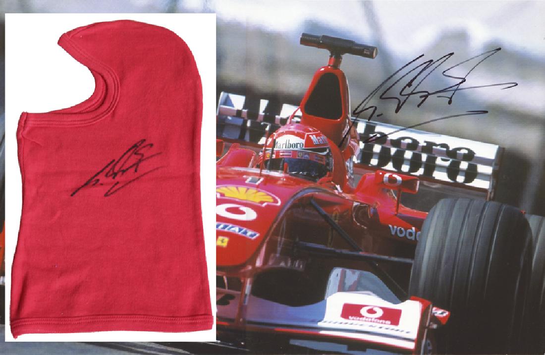 Michael Schumacher signed red F1 style balaclava,  his (1 of 1)