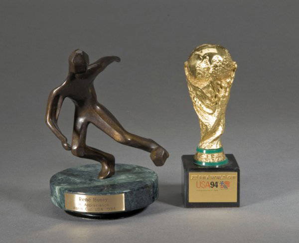 Licensed souvenirs of miniature World Cup Trophy for the 2018 FIFA