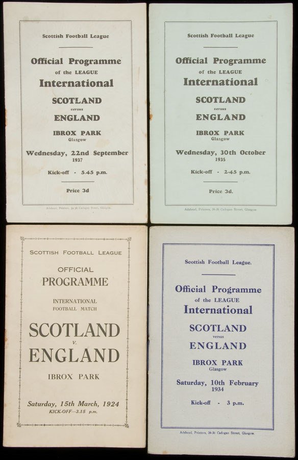 A group of four pre-war Inter-League Scotland v En