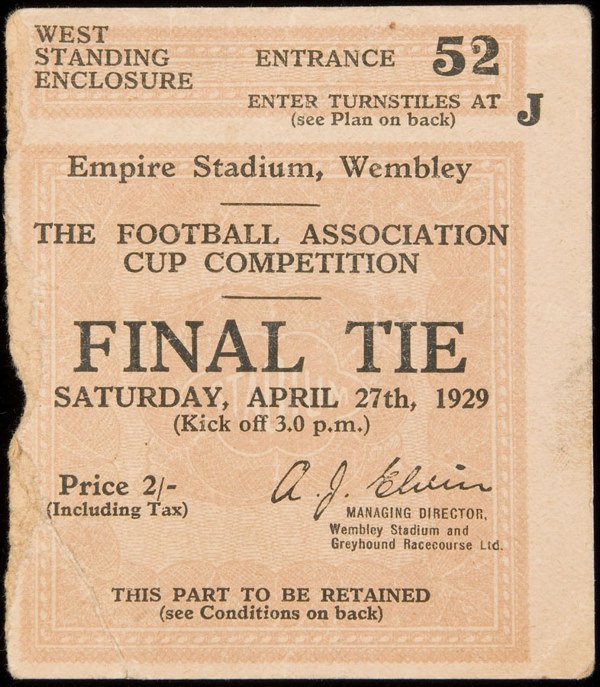 F.A. Cup final ticket stub Bolton Wanderers v Port