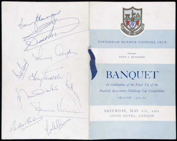 A signed Tottenham Hotspur 1961 F.A. Cup final cel