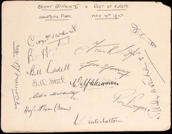 A hotel brochure signed by the Great Britain footb