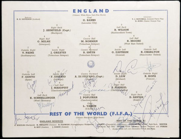 A signed England v Rest of the World programme pla