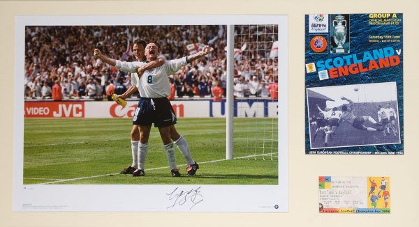 A signed Paul Gascoigne Euro '96 presentation, rel