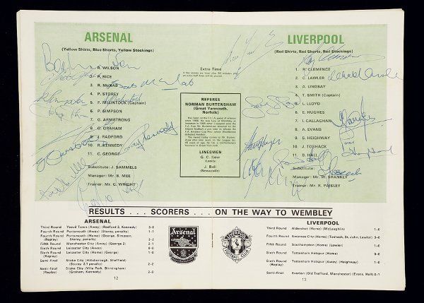 A collection of 14 signed programmes for matches p