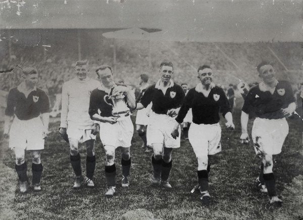A colour tinted period photograph of the Arsenal l